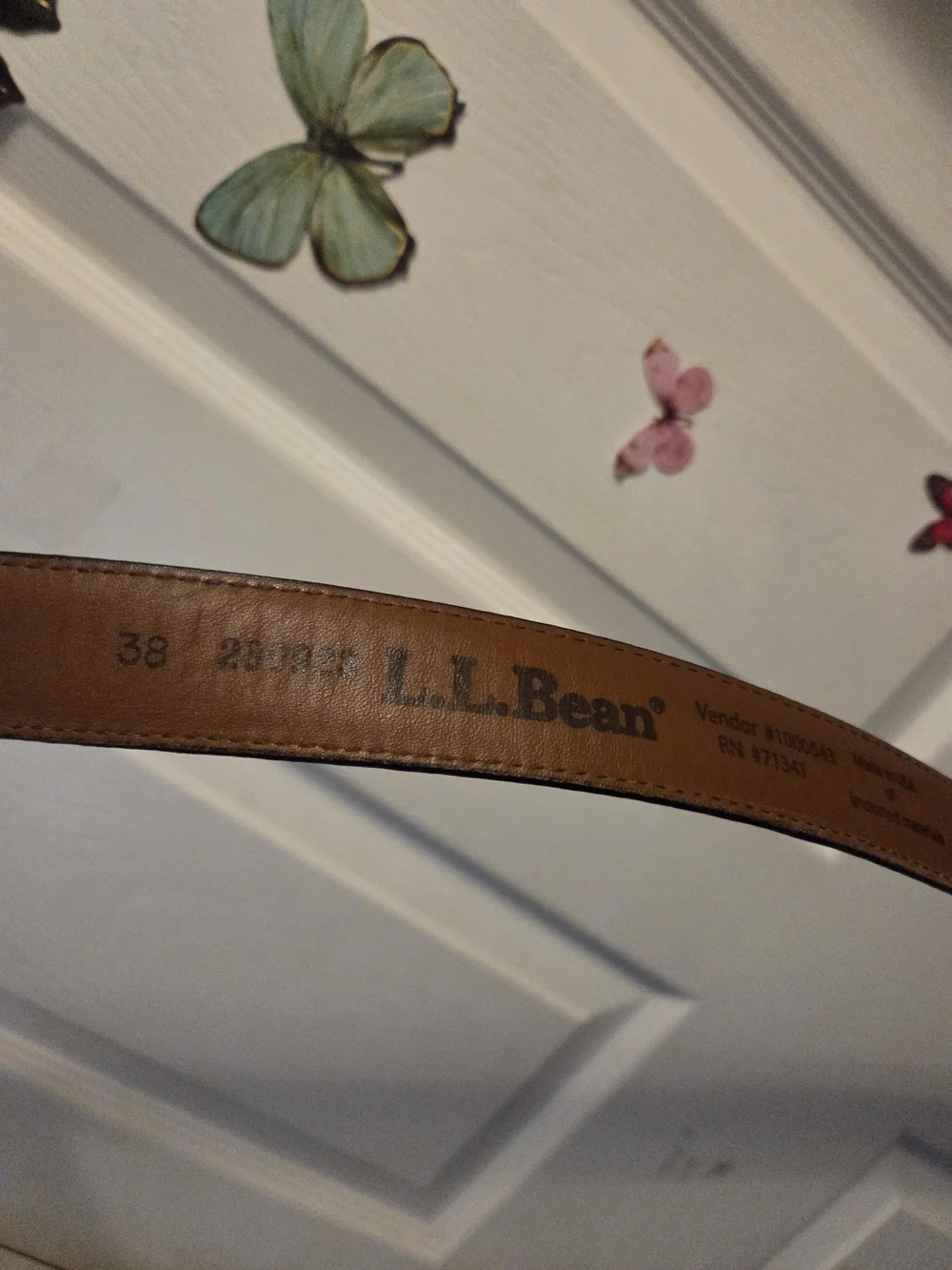 L.L. Bean Black Leather Belt with Silver Buckle Size 38